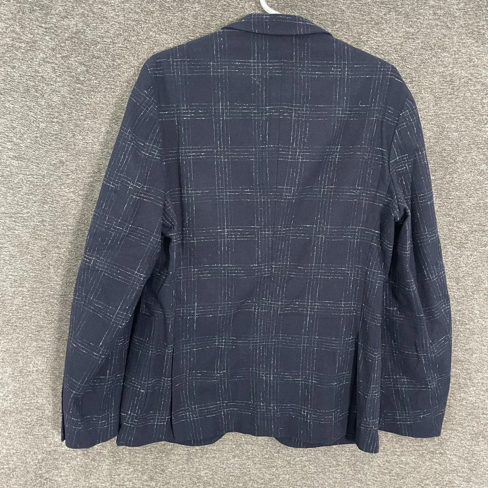 1901 Blazer Mens 40R Blue Plaid Wool Nylon Sport Coat Extra Trim Fit Jacket
